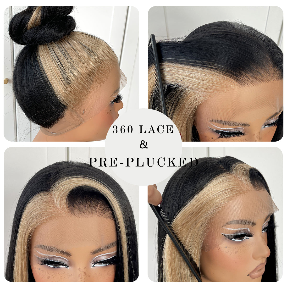 MITIMES 360 Lace Front Wig Pre Plucked HD Synthetic Long Straight Lace Front Wigs 180 Density Yaki GluelessWig 32inch