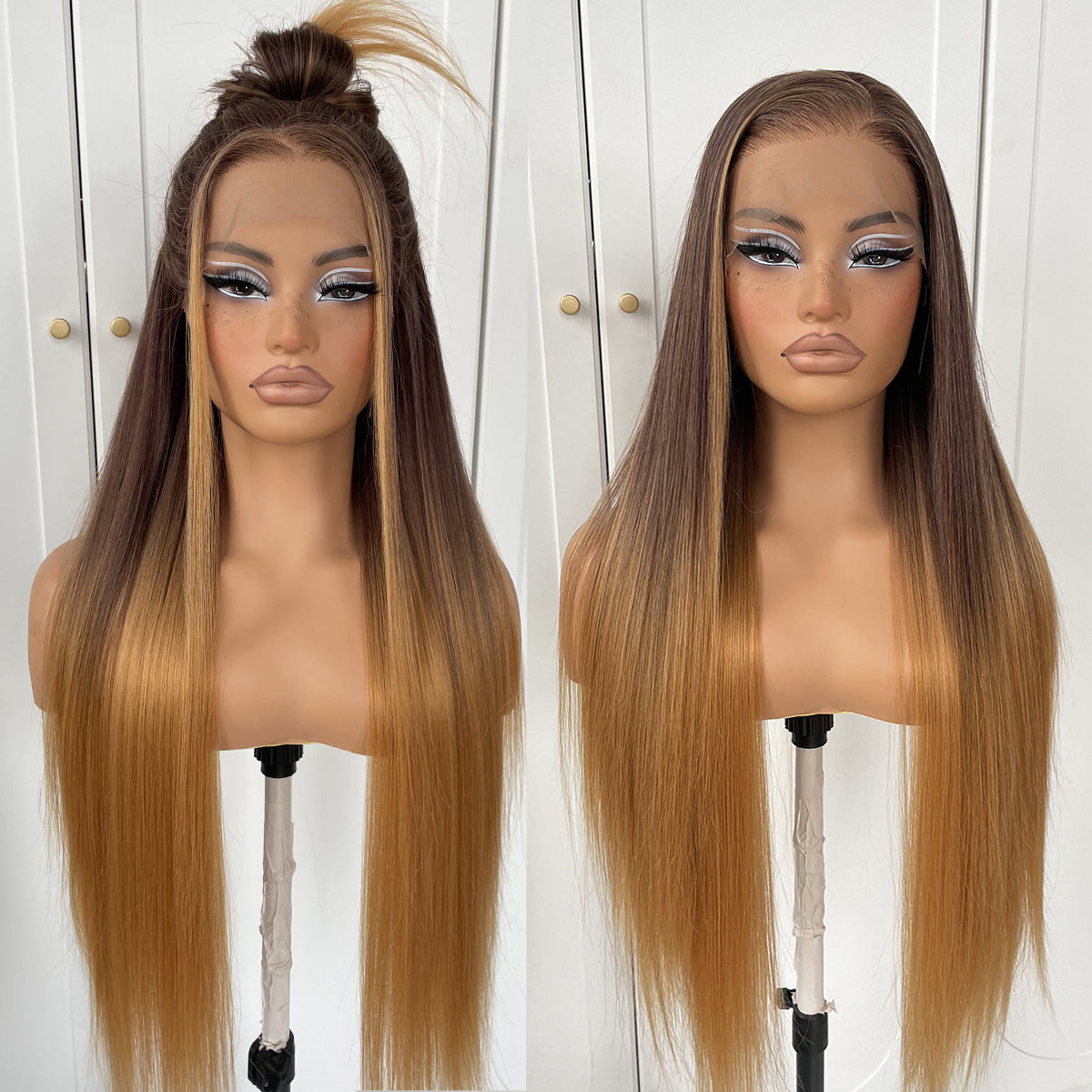 MITIMES 13x6 Long Straight Lace Front Wigs Glueless Straight Hair Lace Front Wig Pre Plucked Yaki Synthetic HD Lace Front Wig 32inch