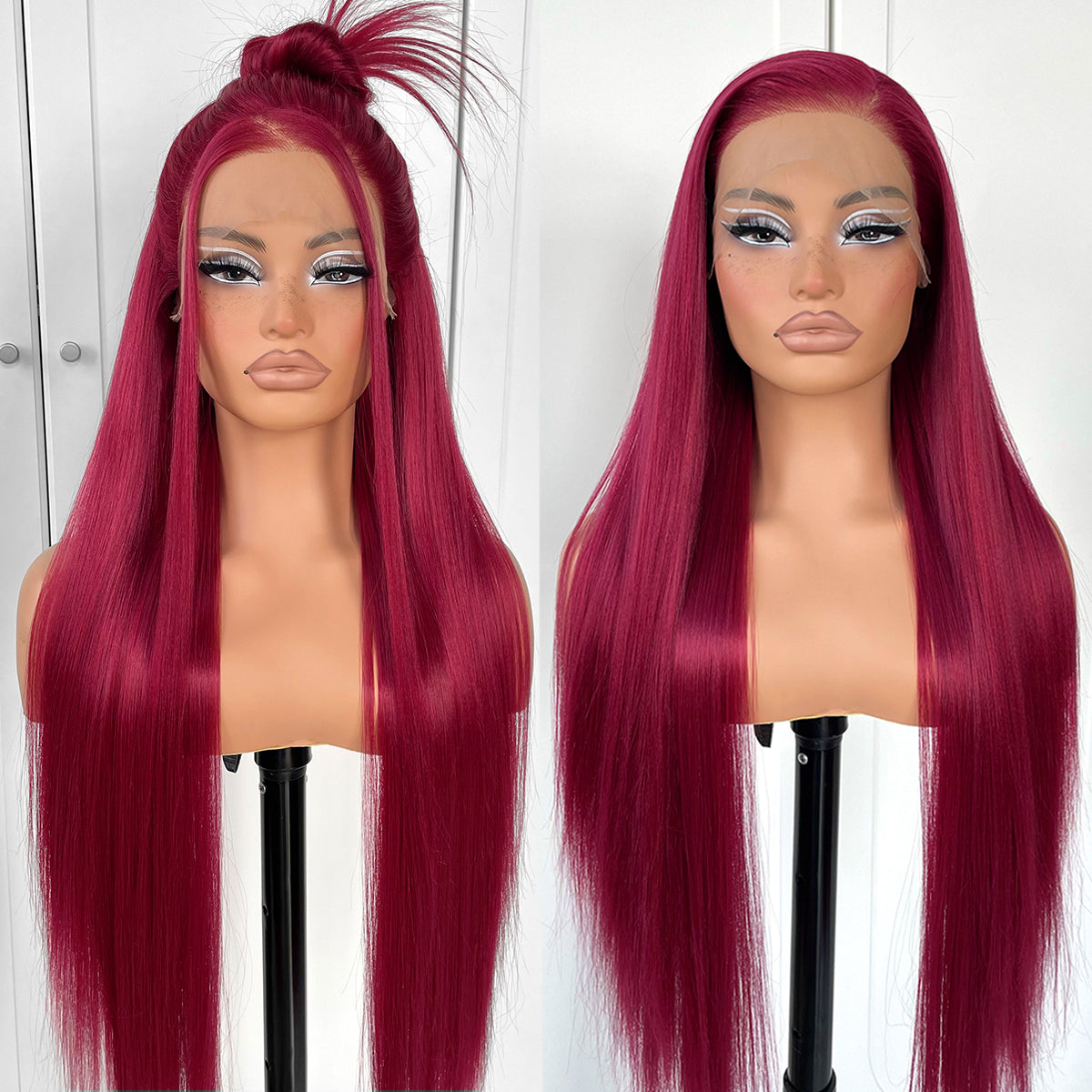 MITIMES 13x6 Long Straight Lace Front Wigs Glueless Straight Hair Lace Front Wig Pre Plucked Yaki Synthetic HD Lace Front Wig 32inch