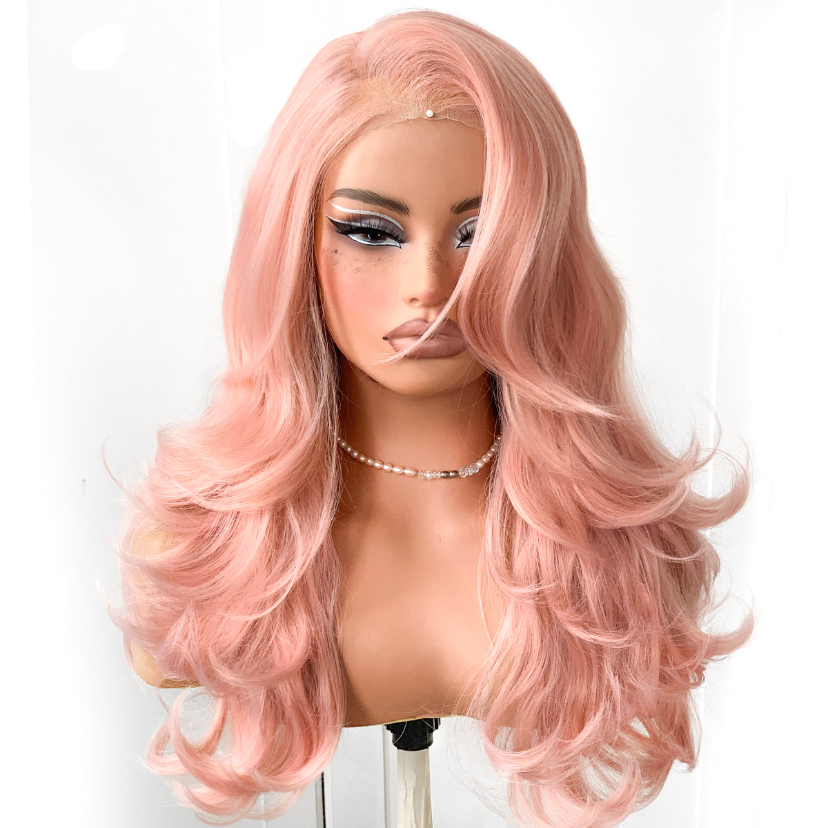 Feather Layered Hair Cuting Style Long 13x6 Synthetic Lace Front Wig Wear and Go Glueless Natural Hairline PINK  Wig