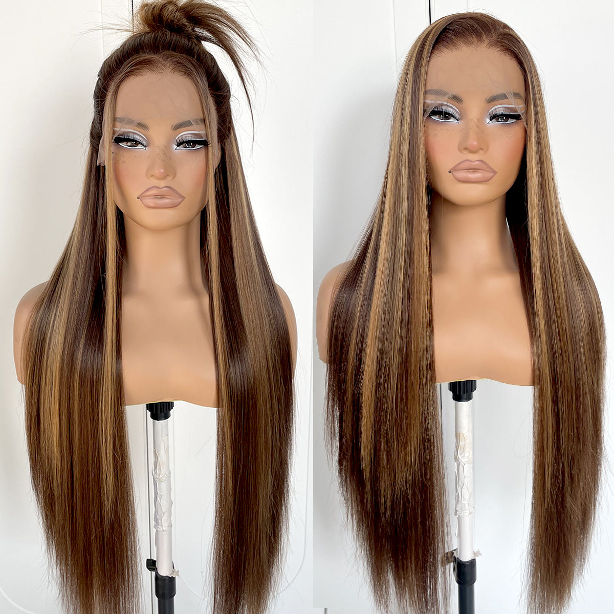 MITIMES 13x6 Long Straight Lace Front Wigs Glueless Straight Hair Lace Front Wig Pre Plucked Yaki Synthetic HD Lace Front Wig 32inch