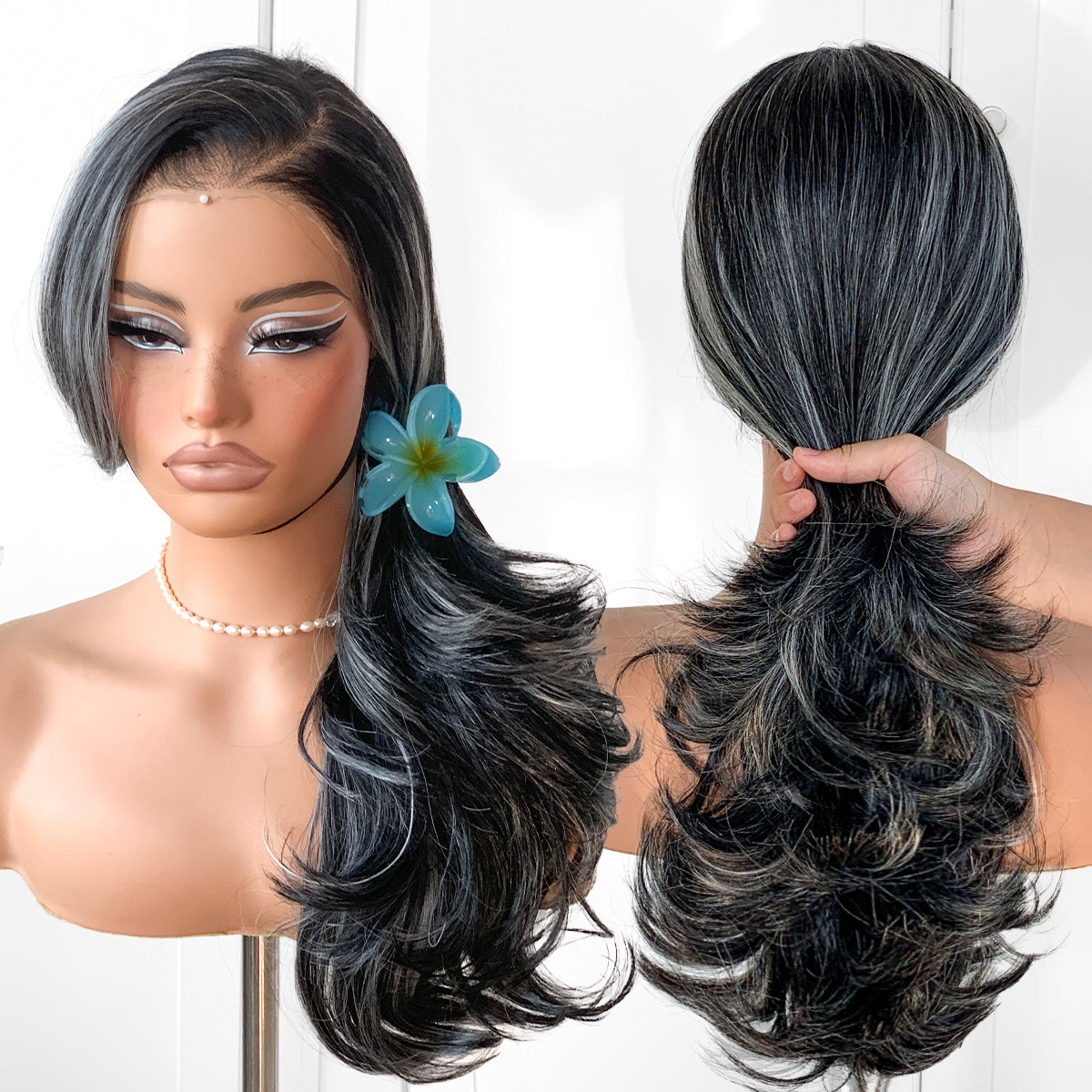 Feather Layered Hair Cuting Style Long 13x6 Synthetic Lace Front Wig Wear and Go Glueless Natural Hairline Oreo Wig