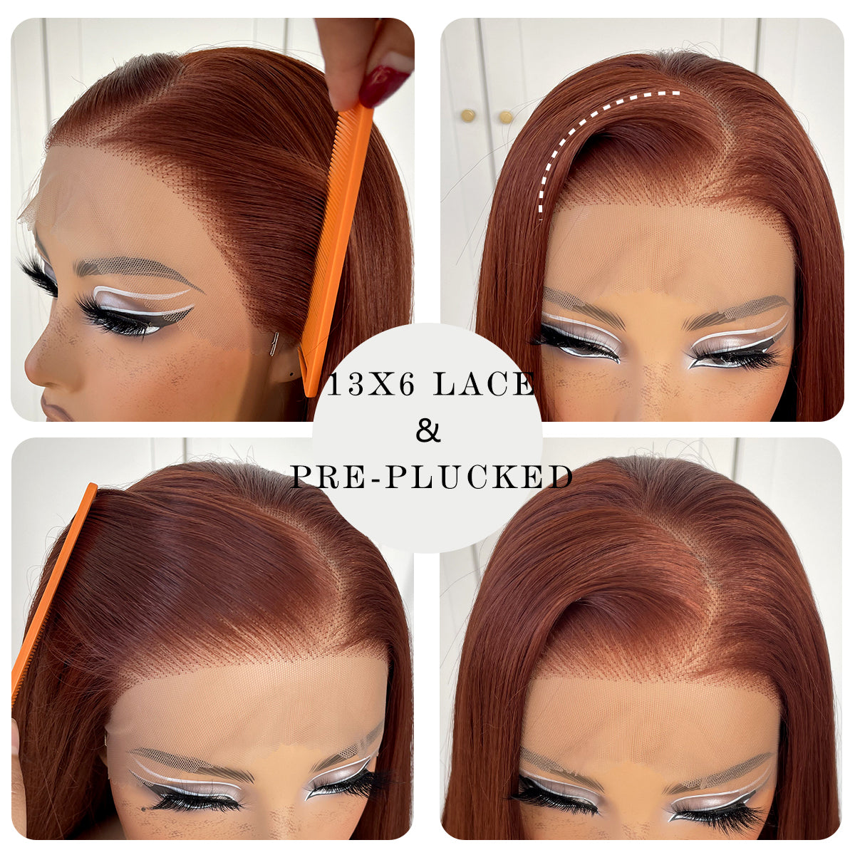 MITIMES 13x6 Long Straight Lace Front Wigs Glueless Straight Hair Lace Front Wig Pre Plucked Yaki Synthetic HD Lace Front Wig 32inch