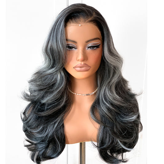 Feather Layered Hair Cuting Style Long 13x6 Synthetic Lace Front Wig Wear and Go Glueless Natural Hairline Oreo  Wig