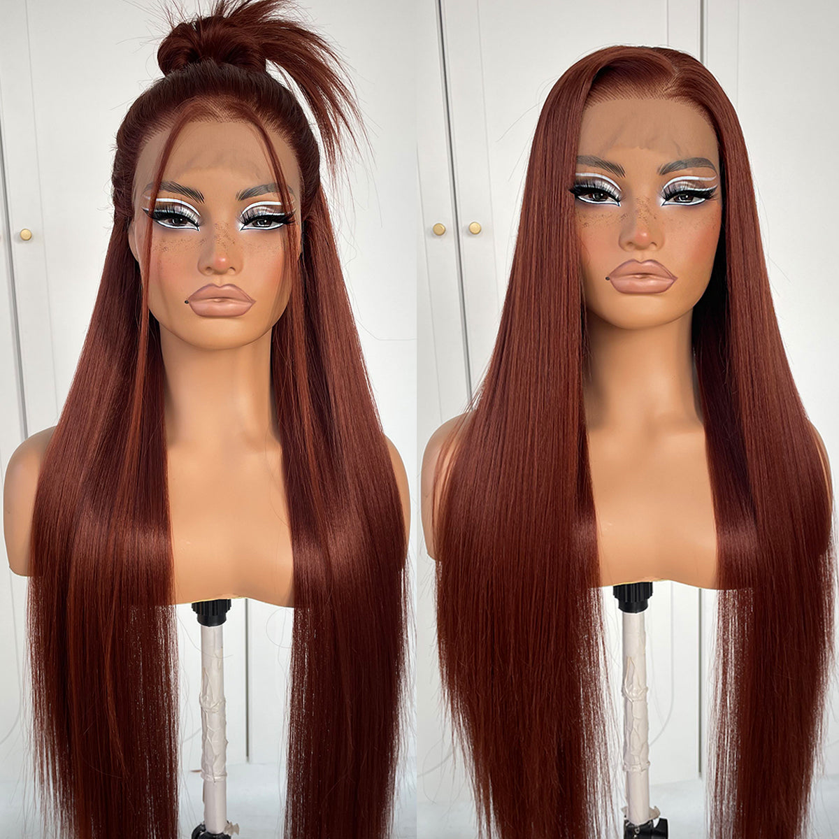 MITIMES 13x6 Long Straight Lace Front Wigs Glueless Straight Hair Lace Front Wig Pre Plucked Yaki Synthetic HD Lace Front Wig 32inch