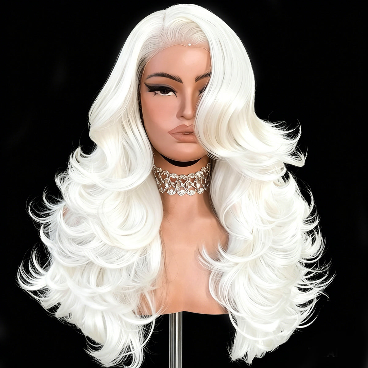 Feather Layered Wig Pre Plucked Cutting Style White Blonde 13x6 Synthetic Lace Front Wig Glueless Natural Hairline