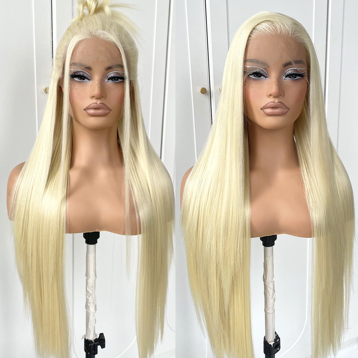 MITIMES 13x6 Long Straight Lace Front Wigs Glueless Straight Hair Lace Front Wig Pre Plucked Yaki Synthetic HD Lace Front Wig 32inch