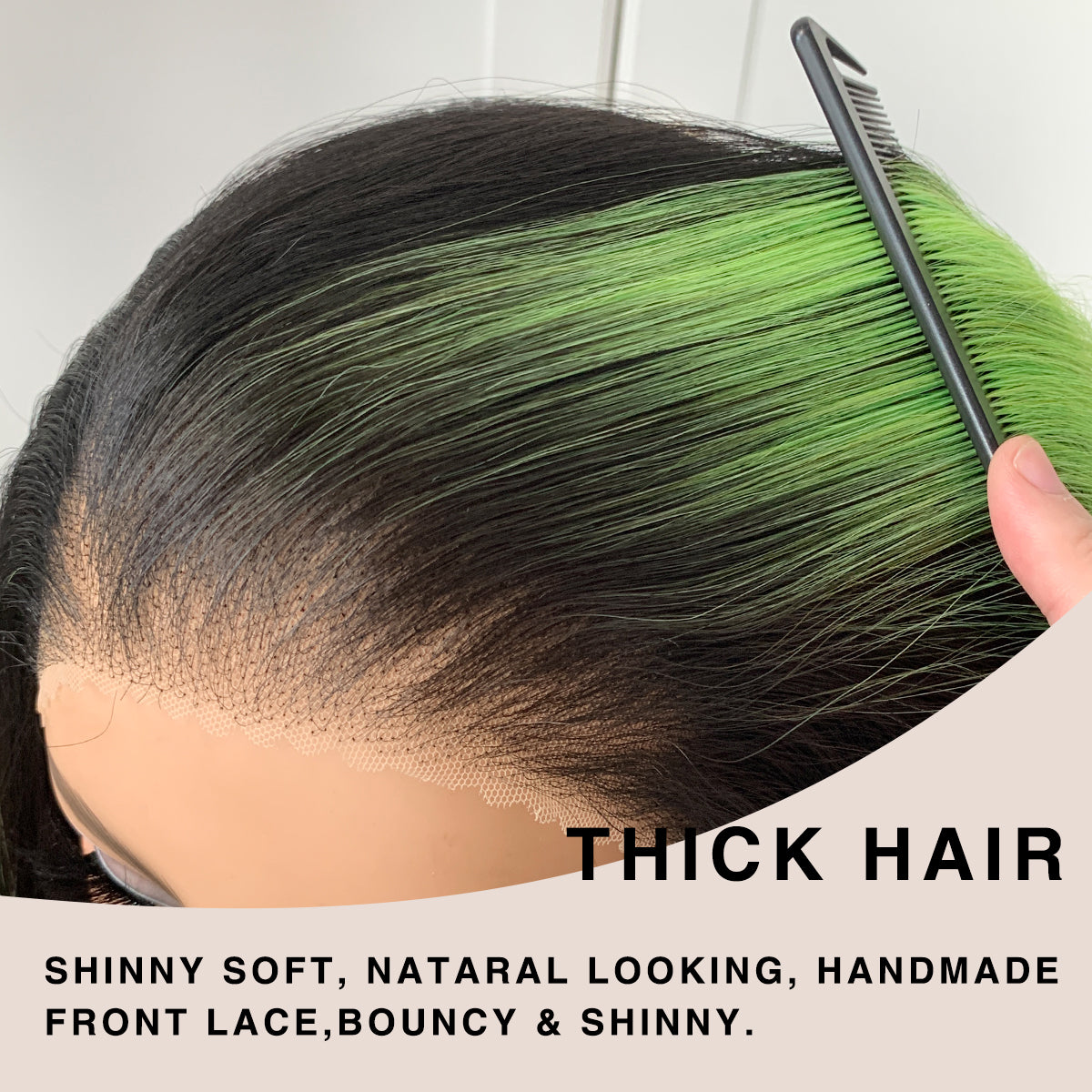 MITIMES Halloween 13x6 Green Skunk Stripe Cosplay Wig Glueless Lace Front Wigs Pre Plucked Synthetic Body Wave wig Wear and Go lace front wig for black women