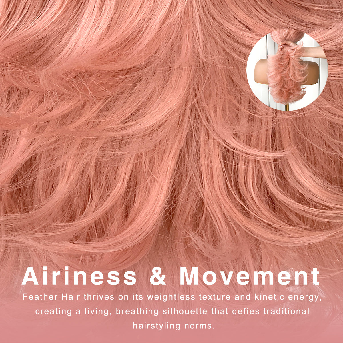 Feather Layered Hair Cuting Style Long 13x6 Synthetic Lace Front Wig Wear and Go Glueless Natural Hairline PINK  Wig