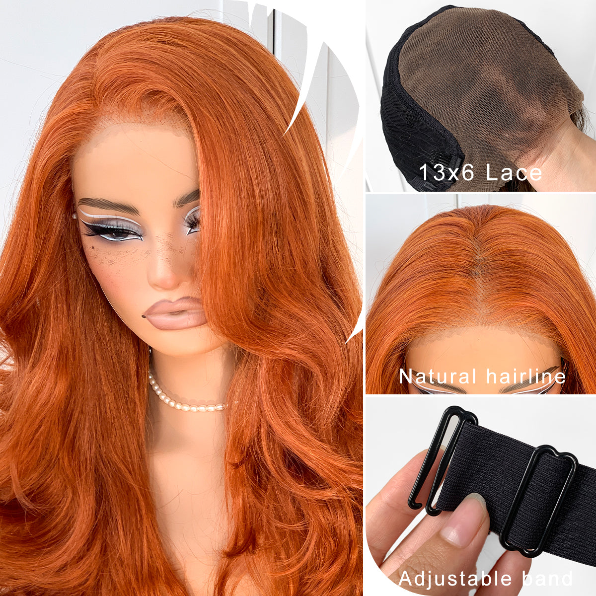 Feather Layered Hair Cuting Style Long 13x6 Synthetic Lace Front Wig Wear and Go Glueless Natural Hairline Ginger Wig