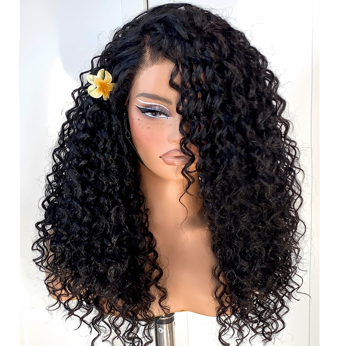 13x6 Curly Wig Wear And Go Glueless Wig Pre-Plucked Synthetic Lace Front Wig Pre-Cut Afro Kinky Layred Wig With Natural Hairline 18 Inch