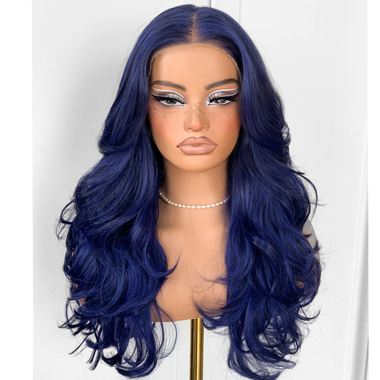 Feather Layered Hair Cuting Style Long 13x6 Synthetic Lace Front Wig Wear and Go Glueless Natural Hairline Burgundy Blonde Black Wig