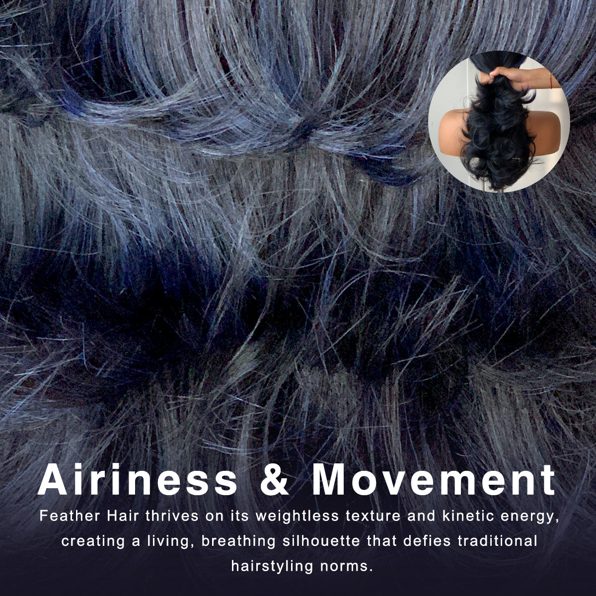 Feather Layered Hair Cuting Style Long 13x6 Synthetic Lace Front Wig Wear and Go Glueless Natural Hairline Blue Skunk Stripe Wig