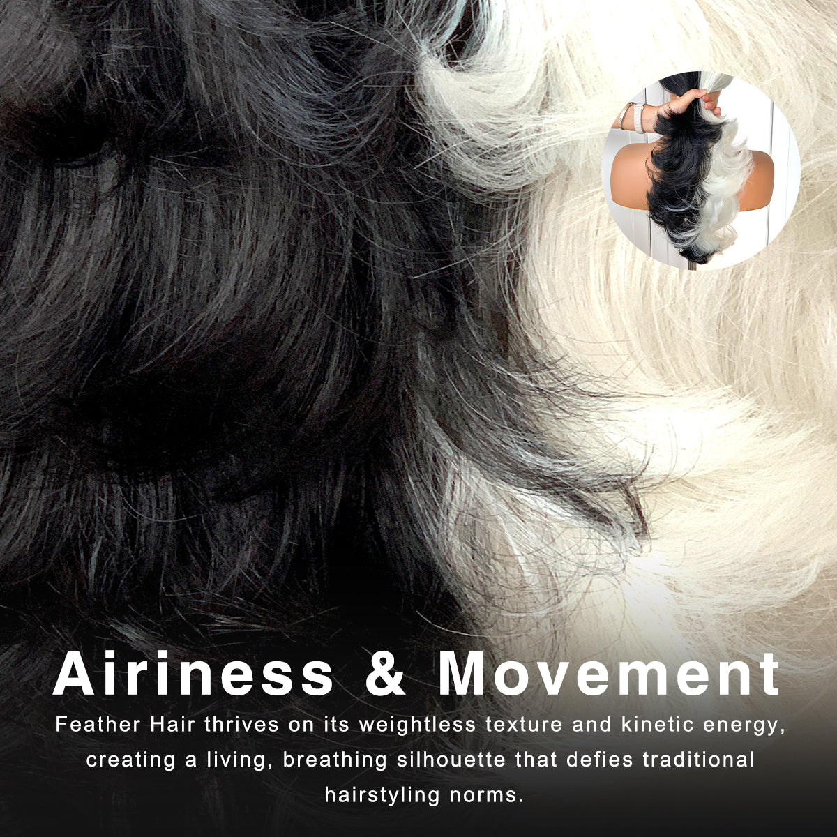 Feather Layered Hair Cuting Style Long 13x6 Synthetic Lace Front Wig Wear and Go Glueless Natural Hairline Black And White Wig