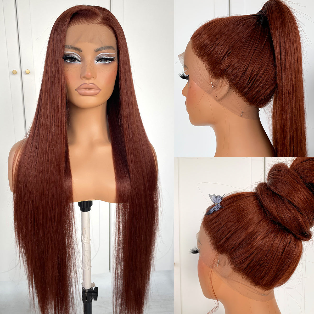 MITIMES 360 Lace Front Wig Pre Plucked HD Synthetic Long Straight Lace Front Wigs 180 Density Yaki GluelessWig 32inch