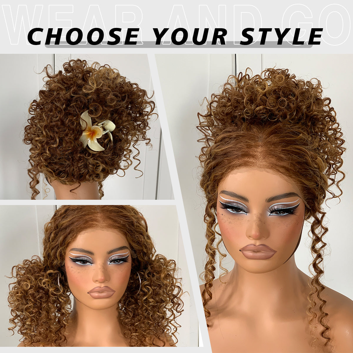 Highlight Ombre Glueless Curly Wig Synthetic Lace Front Wig Pre-Plucekd Wear And Go 13x6 Afro Kinky Blonde Wig With Layer