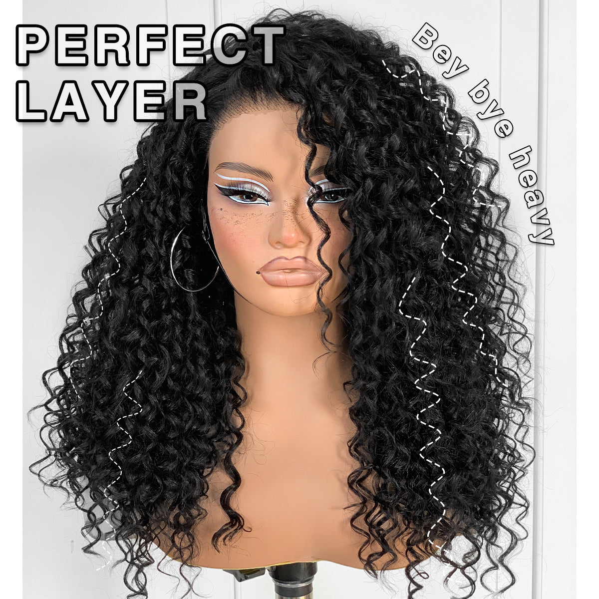 Wear And Go Glueless Wig Pre-Plucked Synthetic Curly Wig HD Lace Frontal Wig 13x6 Afro Wig Kinky Curly With Layer Beginners Friendly 18 Inch