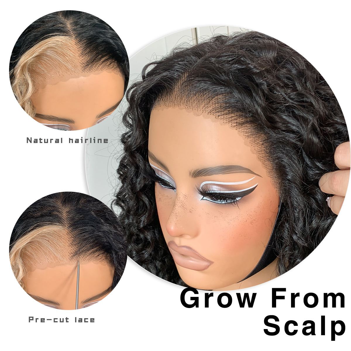 13x6 Curly Wig Wear And Go Glueless Wig Pre-Plucked Synthetic Lace Front Wig Pre-Cut Afro Kinky Layred Wig With Natural Hairline 18 Inch