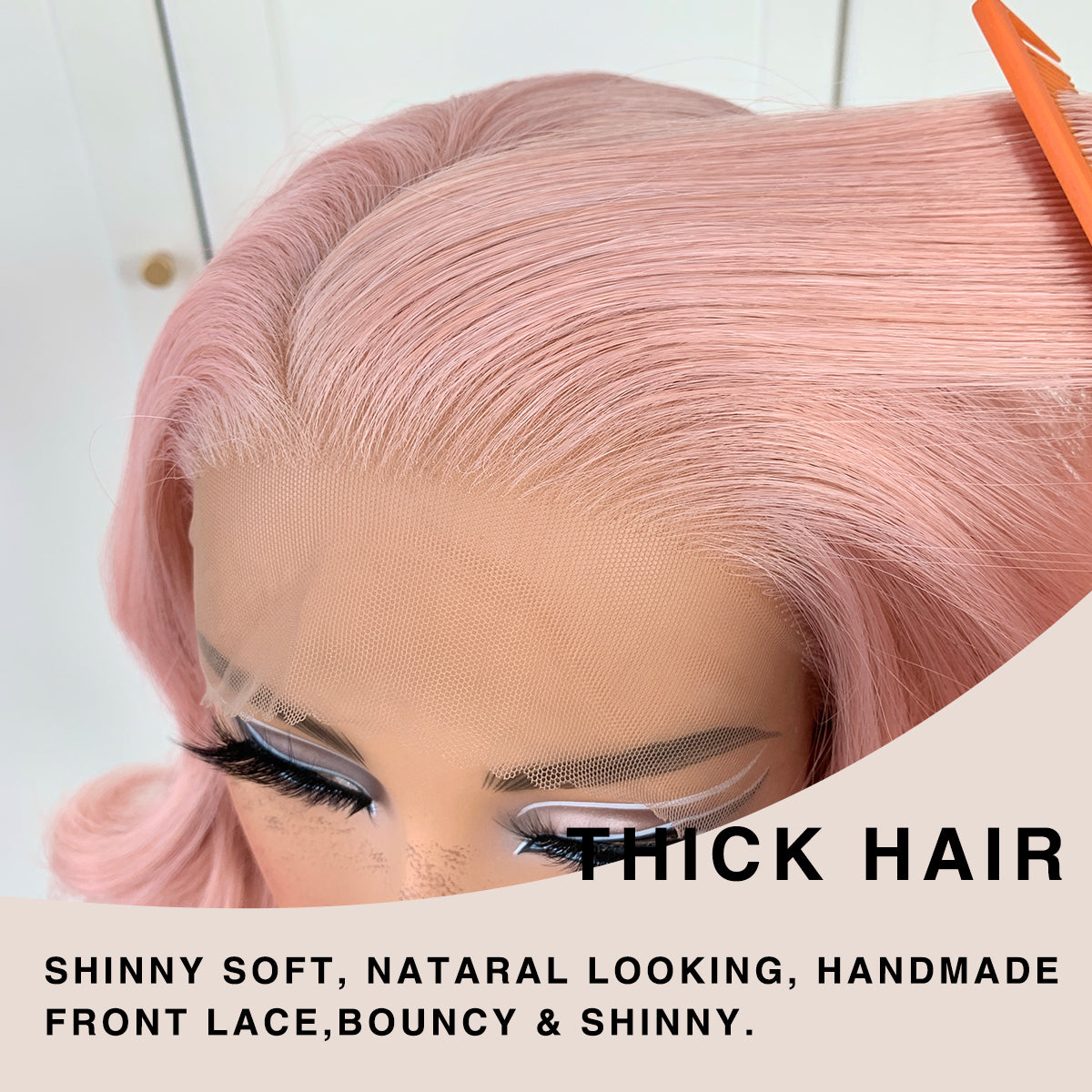 13x6 Pink Wigs Glueless HD Lace Front Wigs Pre Plucked Synthetic Body Wave Wear And Go Lace Front Wig For Cosplay Party Light Pink Wig With Natural Hairline For Fashion Women