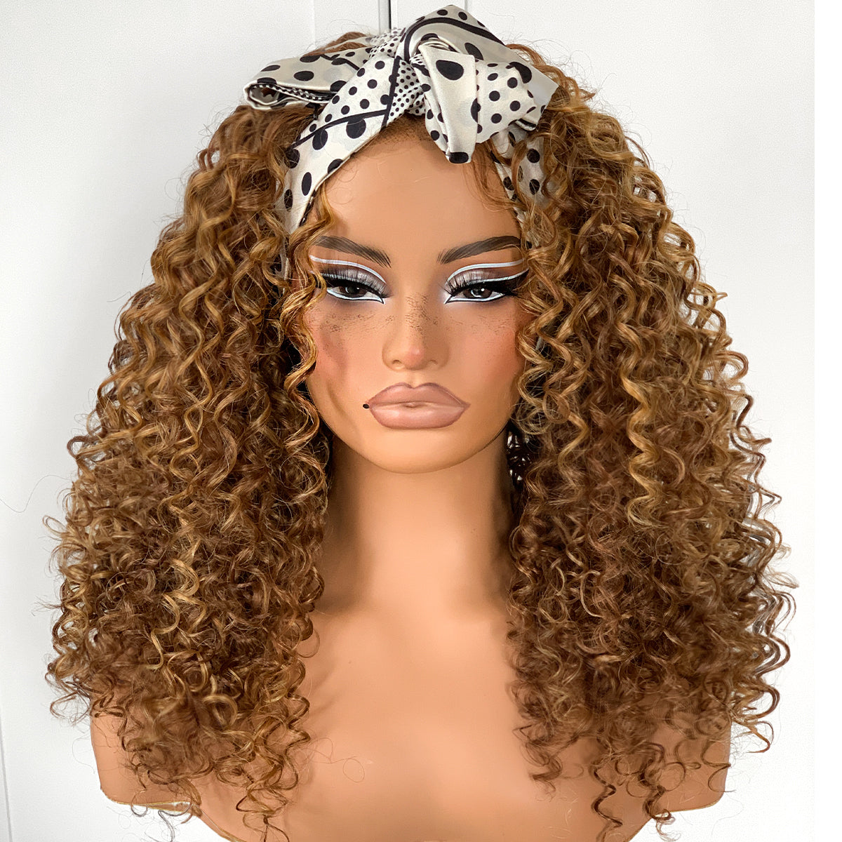 Highlight Ombre Glueless Curly Wig Synthetic Lace Front Wig Pre-Plucekd Wear And Go 13x6 Afro Kinky Blonde Wig With Layer