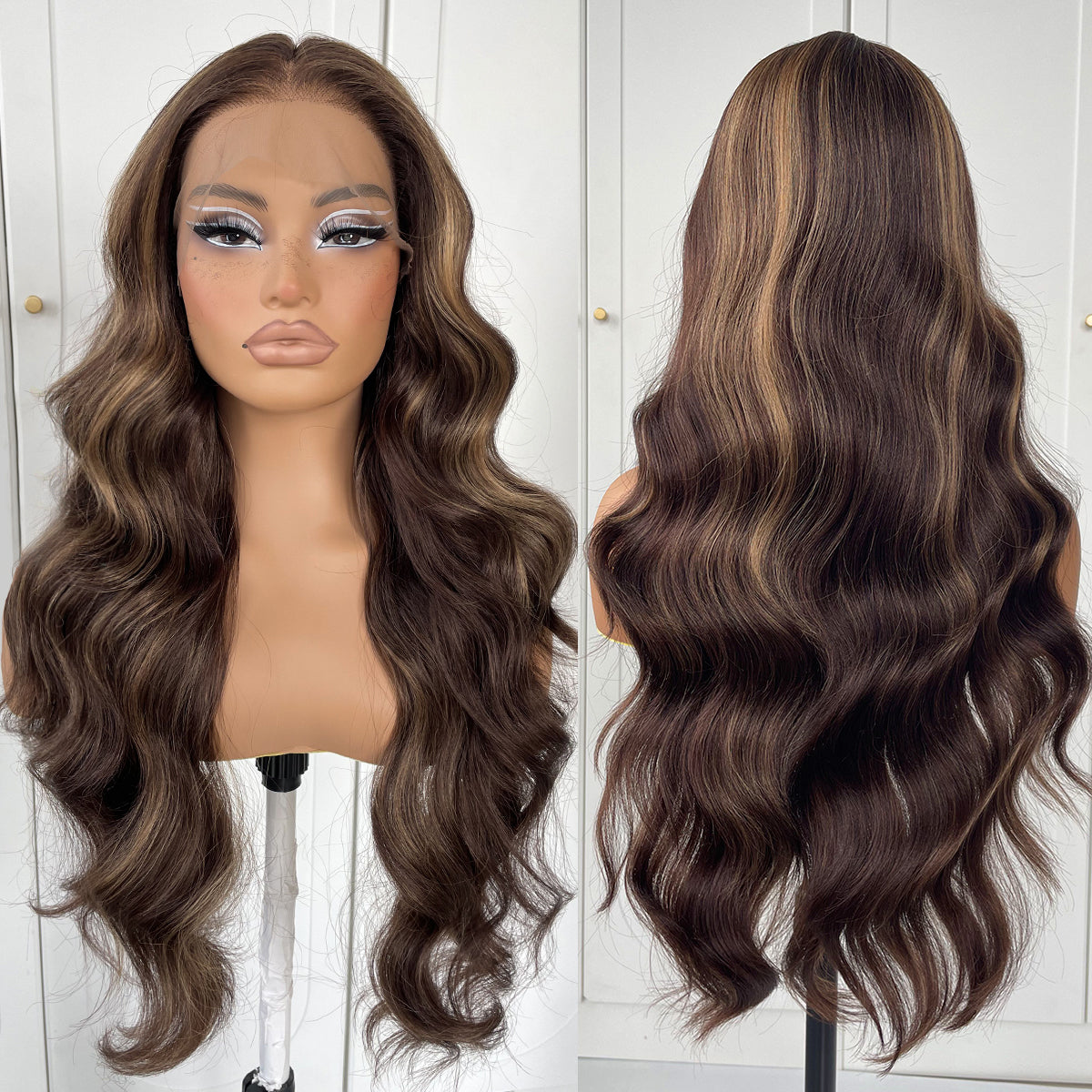 MITIMES 13x6 Glueless HD Lace Front Wigs Pre Plucked Honey Blonde Synthetic Lace Front Wigs Ready To Wear Highlight Lace Front Wig For Black Women