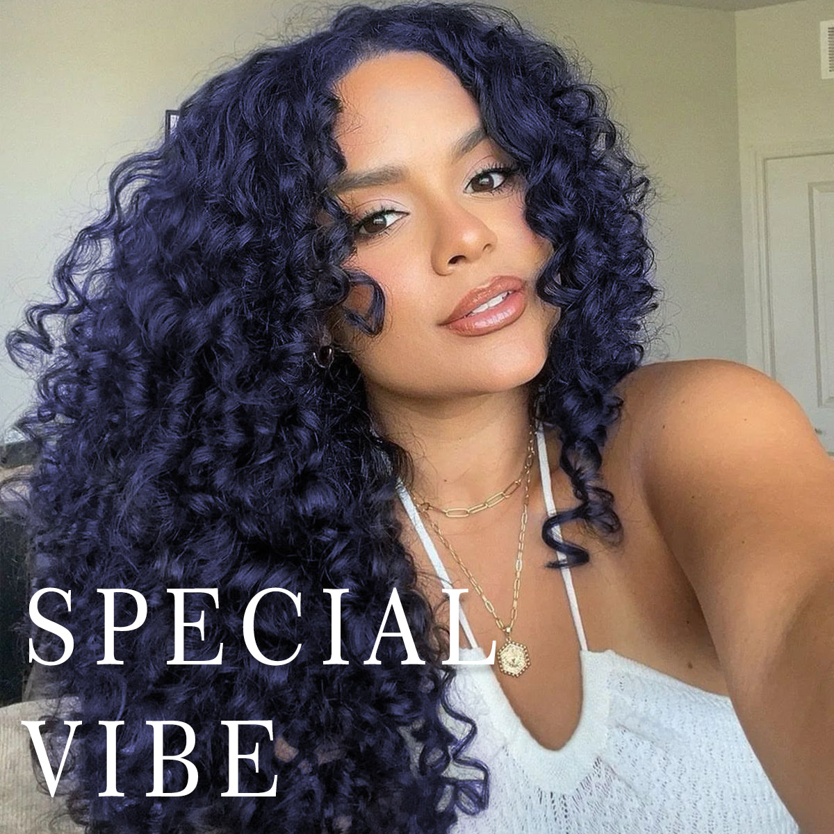 Dark Blue Wear And Go Glueless Wig Pre-Plucked Synthetic HD Lace Frontal Wig 13x6 Afro Wig Kinky Curly With Layer