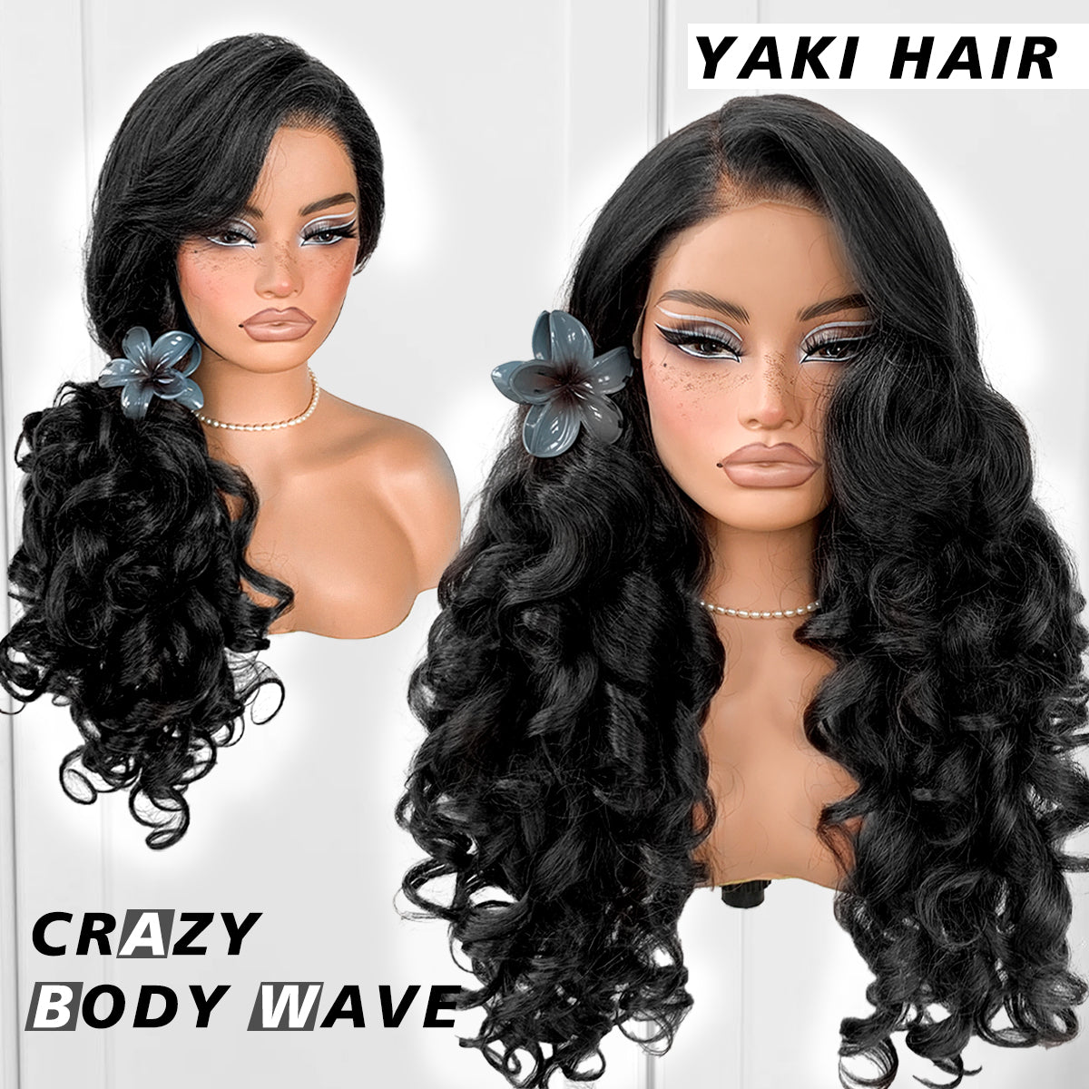 MITIMES Glueless Lace 13x6 Wig Pre-Cut Synthetic Yaki Body Wave  HD Lace Wig With Pre-Plucked Hairline Balayage Wear And Go Wig For Black Women