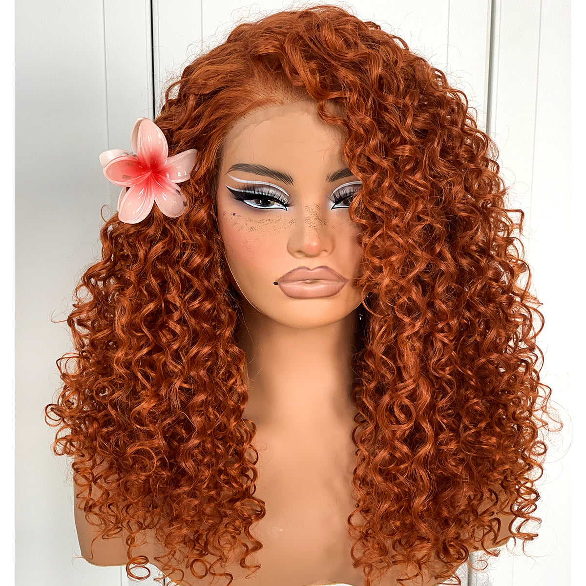 Glueless Ginger Curly Wig Pre-Plucked Wear And Go Synthetic HD Lace Front Wig 13x6 Layered Afro Curly Wig For Beginners 18 Inch