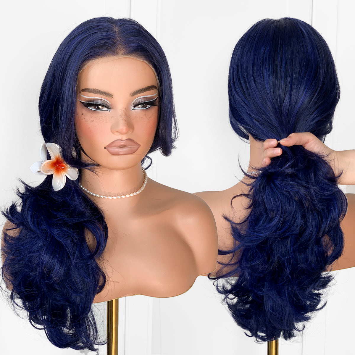 Feather Layered Hair Cuting Style Long 13x6 Synthetic Lace Front Wig Wear and Go Glueless Natural Hairline Burgundy Blonde Black Wig