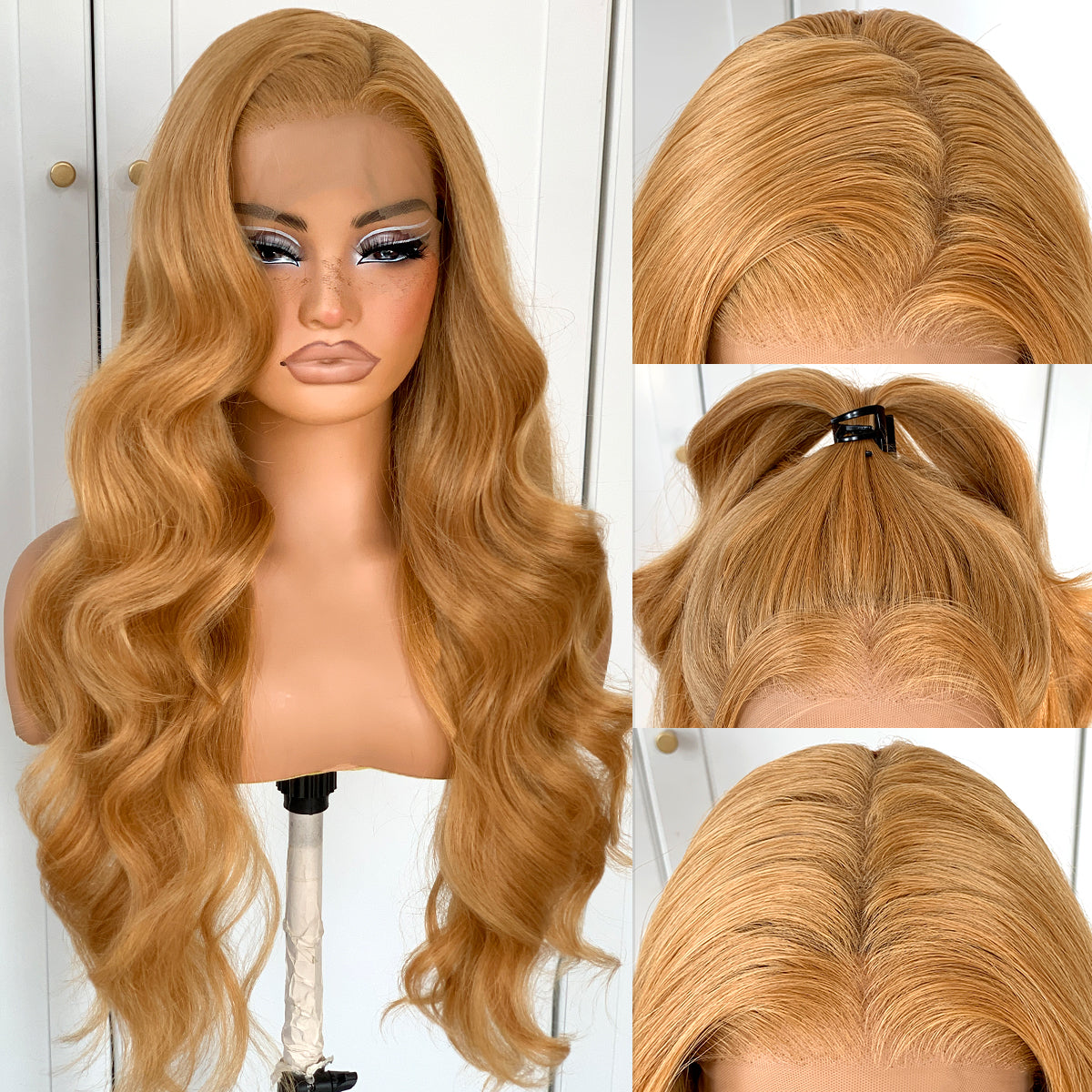 MITIMES 13x6 Wig Glueless Lace Front Wigs Pre Plucked Synthetic Body Wave blonde wig Wear and Go lace front wig for black women
