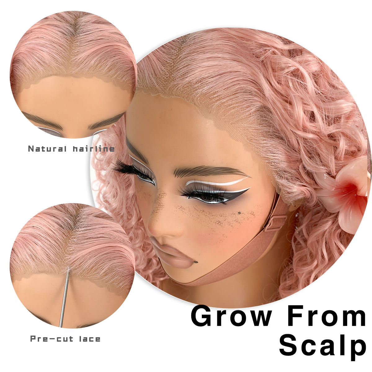 13x6 Pink Curly wig Wear And Go Glueless Wig Pre-Plucked Afro HD Lace Front Wig Synthetic Layered Kinky Curly For Fashion Women