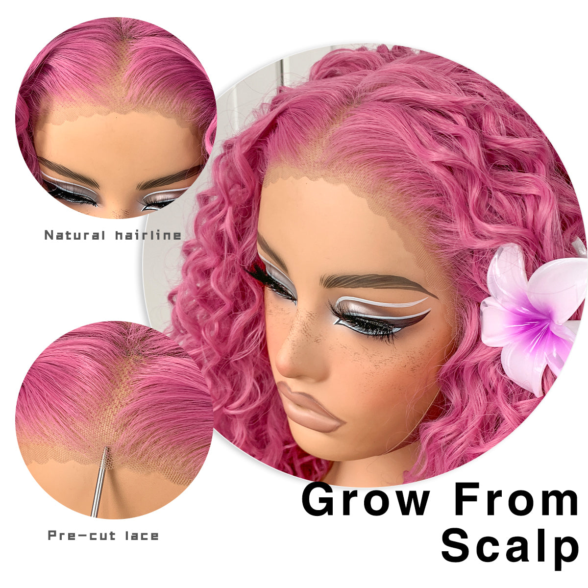 Purple Curly Wig Synthetic HD Lace Frontal Wig Pre-Plucked 13x6 Wear And Go Glueless Wig Afro Lavender Kinky Curly For Cosplay