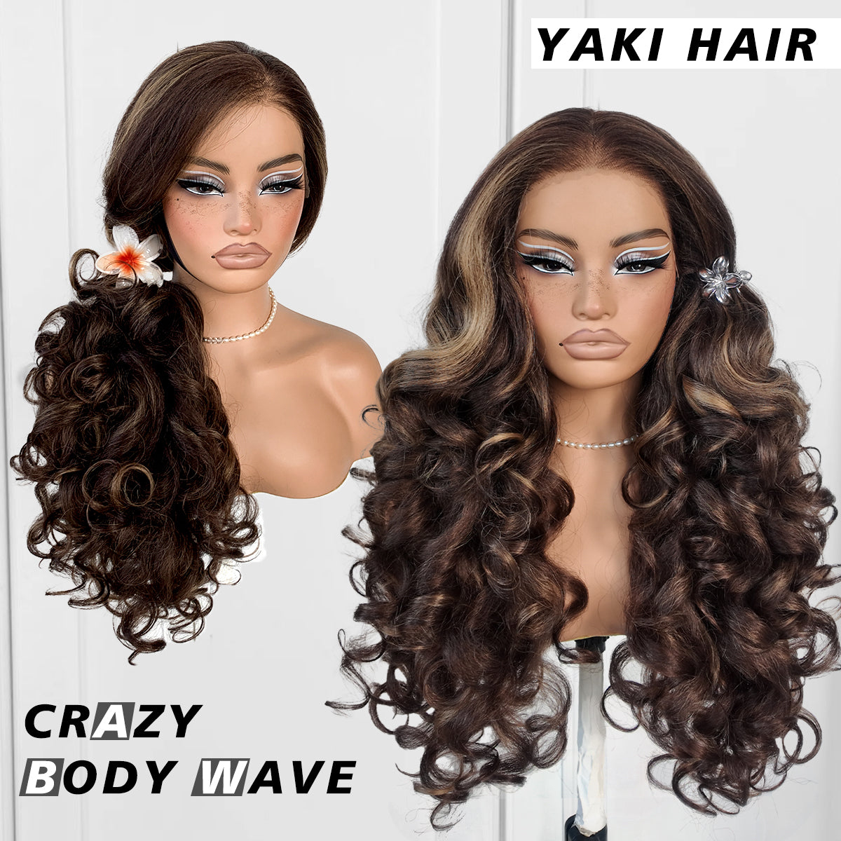 MITIMES 13x6 Glueless HD Lace Front Wigs Pre Plucked Honey Blonde Yaki Synthetic Body Wave Wigs Ready To Wear Highlight Balayage Wig