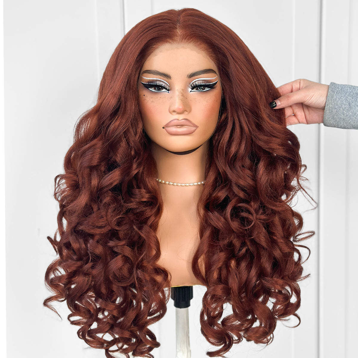 MITIMES 13x6 Glueless Reddish Brown Lace Front Wigs Pre-Plucked Yaki Body Wave HD Lace Front Wig Synthetic Wear And Go Glueless Red Wig Pre-Cut