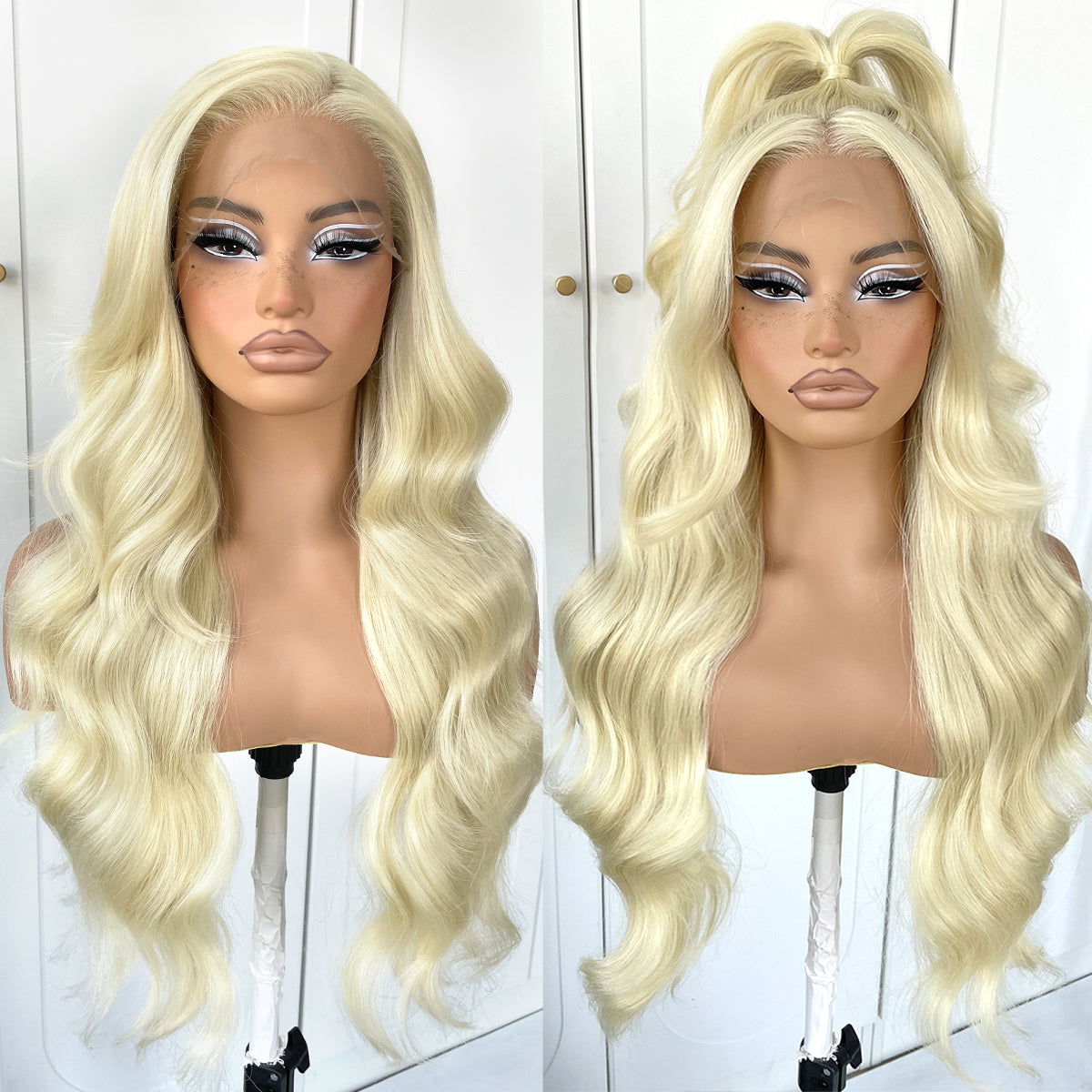 MITIMES 13x6 613 HD lace front wig glueless White wigs Synthetic lace front wig pre plucked pre cut 613 body wave Wear And Go Lace front wig For cosplay party