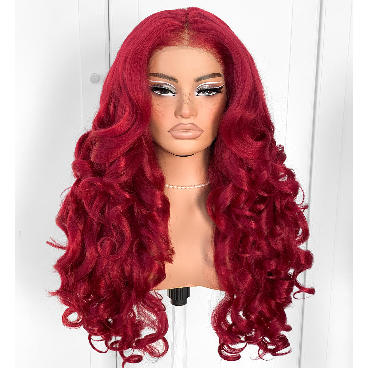 MITIMES 13x6 Glueless Red HD Lace Front Wig Pre-Cut Synthetic Lace Front Wig Pre-Plucked Wear And Go Yaki Crazy Body Wave Wig 99j Burgundy