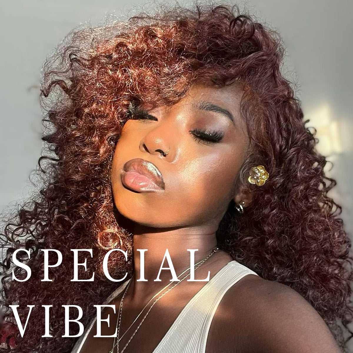 Reddish Brown HD Lace Curly Wig Wear And Go Glueless Wig Pre-Plucked Synthetic Lace Frontal Wig 13x6 Kinky Afro Curly With Layer 18 Inch