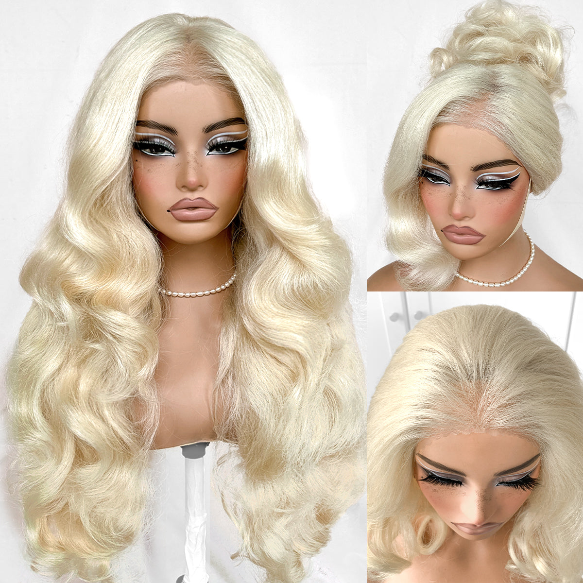 13x6 Glueless Blonde Wig 613 HD Lace Frontal Wig Pre-Cut Yaki Crazy Body Wave Wig Pre-Plucked Synthetic Wear And Go Wig For Cosplay