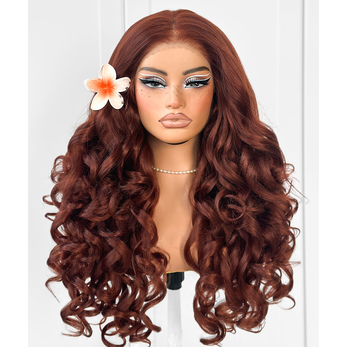 MITIMES 13x6 Glueless Reddish Brown Lace Front Wigs Pre-Plucked Yaki Body Wave HD Lace Front Wig Synthetic Wear And Go Glueless Red Wig Pre-Cut
