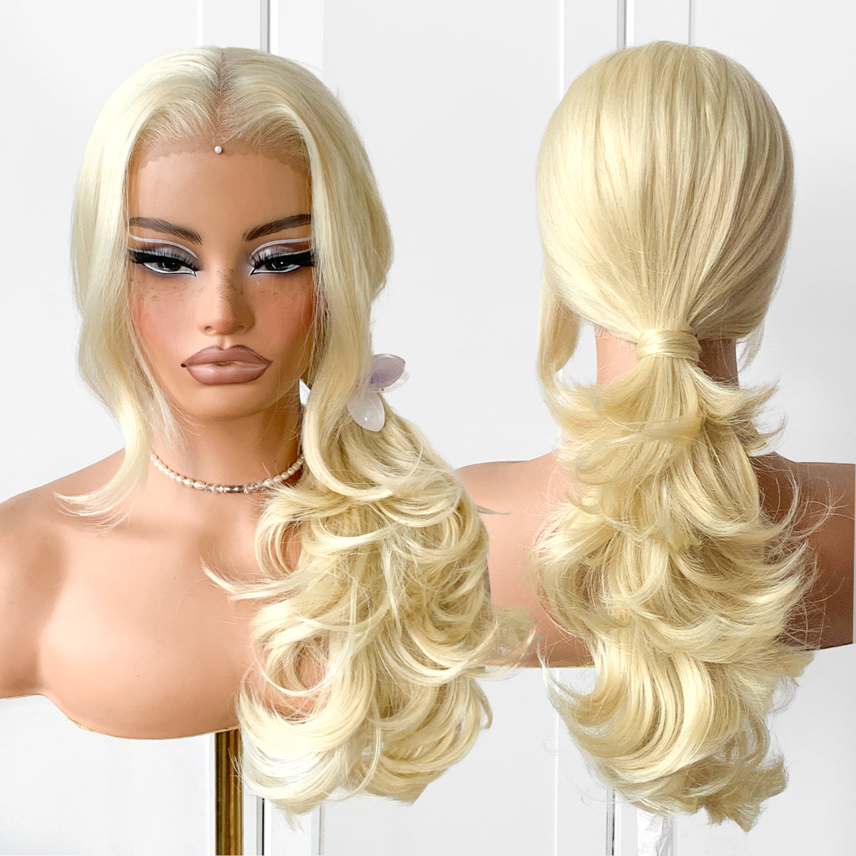Feather Layered Hair Cuting Style Long 13x6 Synthetic Lace Front Wig Wear and Go Glueless Natural Hairline Blonde Wig