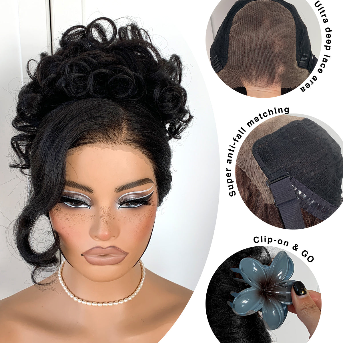 MITIMES Glueless Lace 13x6 Wig Pre-Cut Synthetic Yaki Body Wave  HD Lace Wig With Pre-Plucked Hairline Balayage Wear And Go Wig For Black Women