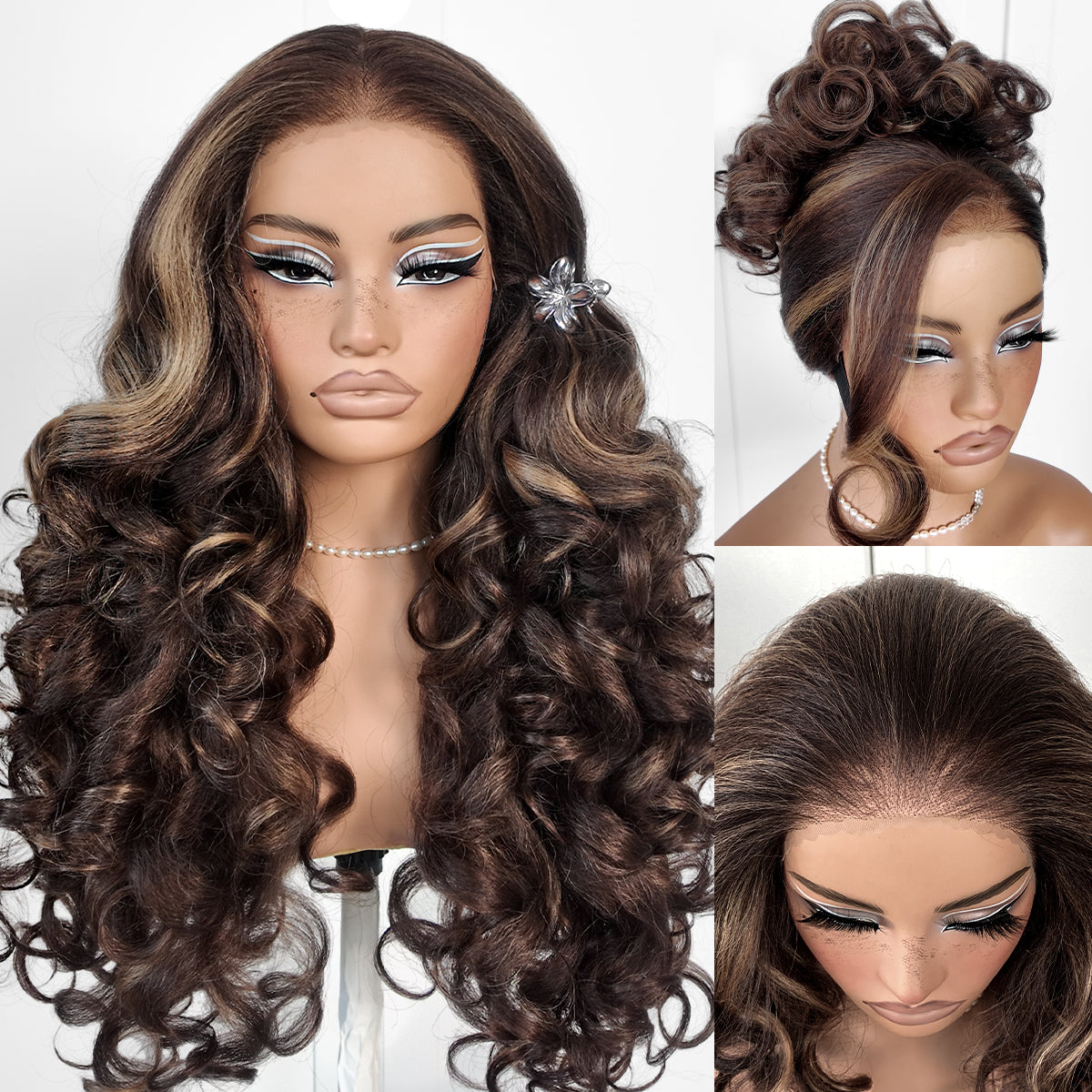 MITIMES 13x6 Glueless HD Lace Front Wigs Pre Plucked Honey Blonde Yaki Synthetic Body Wave Wigs Ready To Wear Highlight Balayage Wig