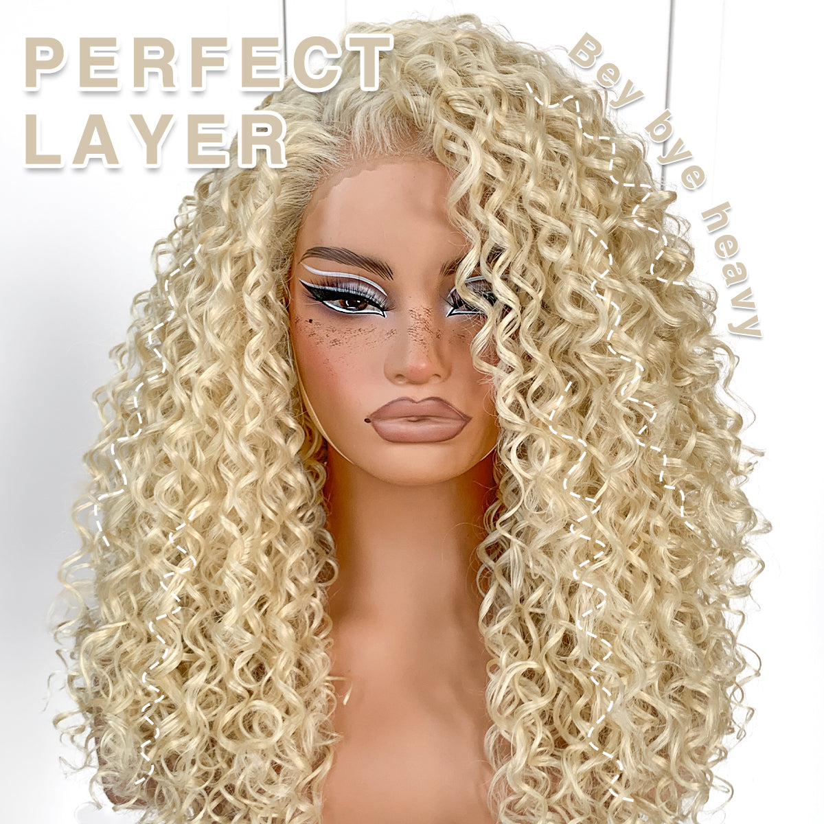 13x6 White Curly Wig Synthetic Lace Front Wig Pre-Plucked Wear And Go Glueless Afro Wig Blonde HD 613 Lace Frontal Wig