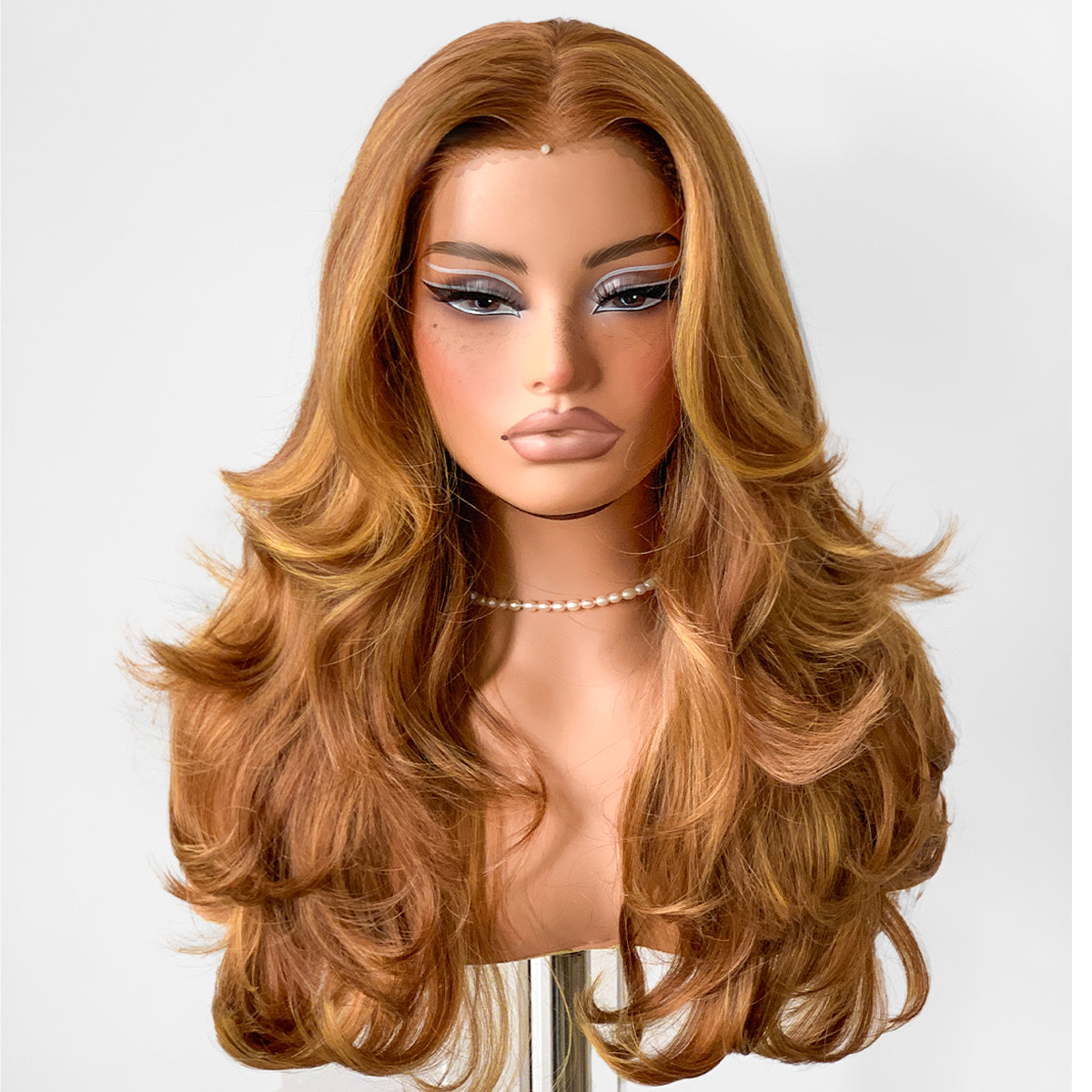 MITIMES Honey Blonde Voluminous Feather Layered Hair Flip Out Preplucked Precision-Pre-cut Ready-to-Go Glueless 13x6 HD Synthetic Lace Front Wig Honey Blonde Wig