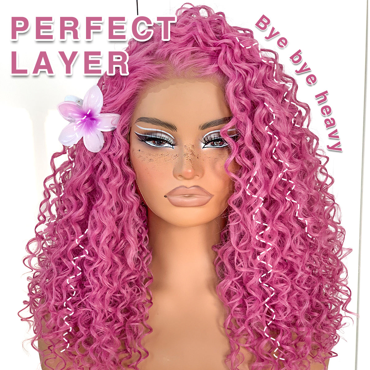 Purple Curly Wig Synthetic HD Lace Frontal Wig Pre-Plucked 13x6 Wear And Go Glueless Wig Afro Lavender Kinky Curly For Cosplay