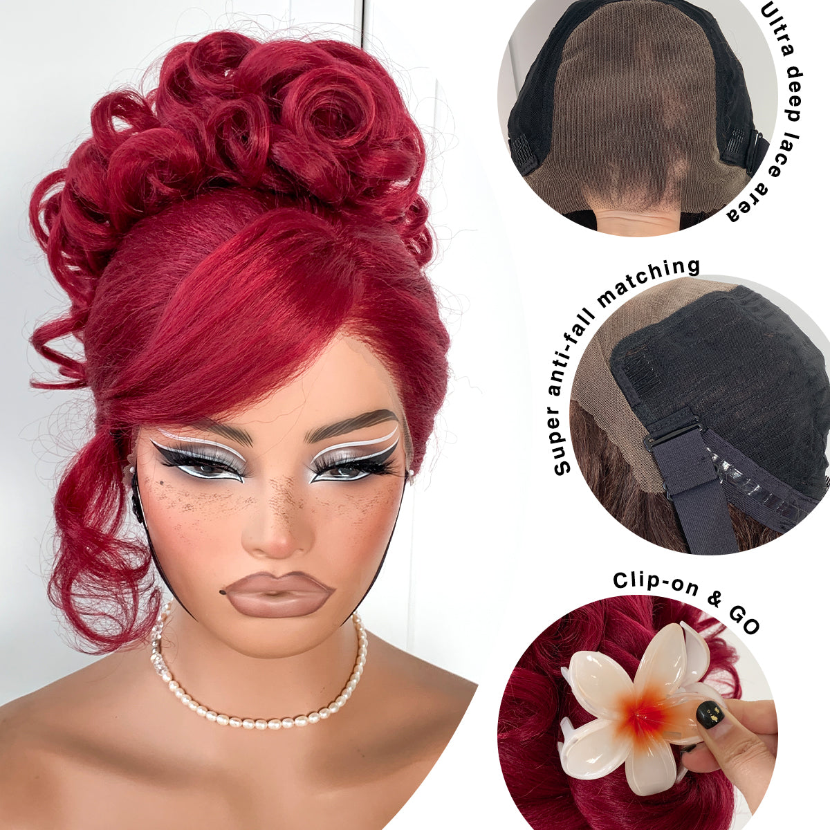 MITIMES 13x6 Glueless Red HD Lace Front Wig Pre-Cut Synthetic Lace Front Wig Pre-Plucked Wear And Go Yaki Crazy Body Wave Wig 99j Burgundy
