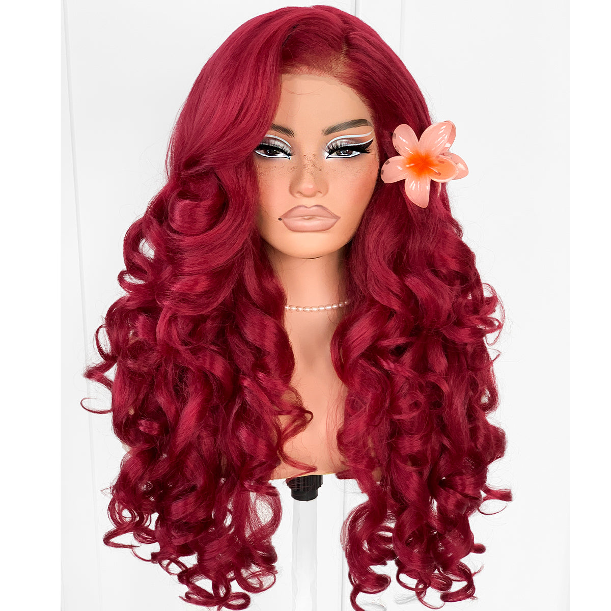 MITIMES 13x6 Glueless Red HD Lace Front Wig Pre-Cut Synthetic Lace Front Wig Pre-Plucked Wear And Go Yaki Crazy Body Wave Wig 99j Burgundy