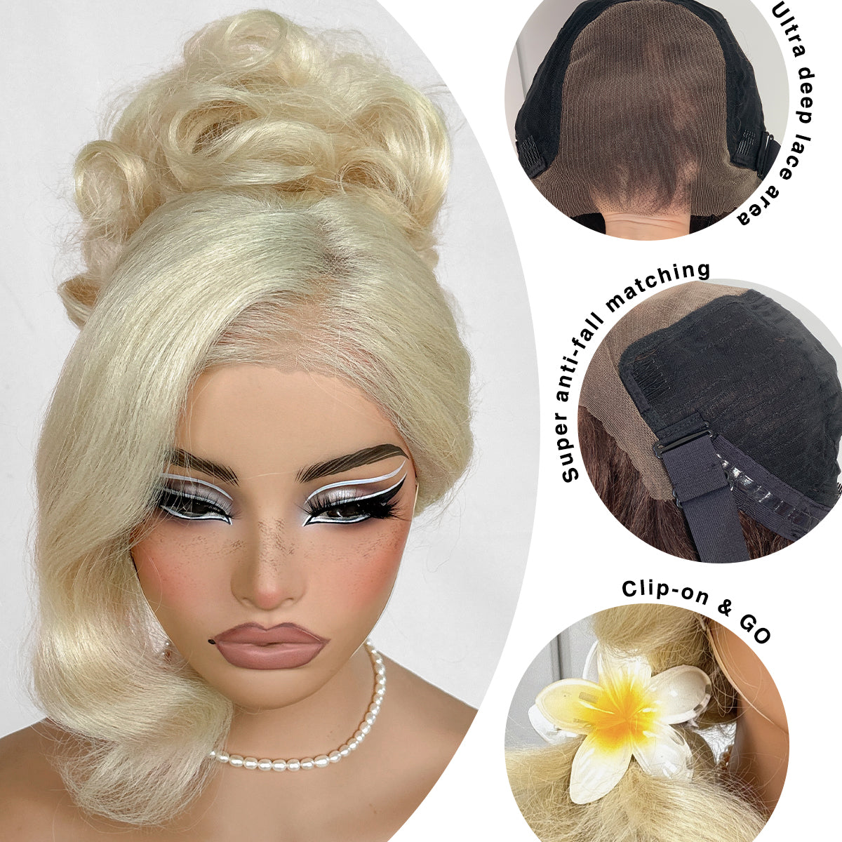 13x6 Glueless Blonde Wig 613 HD Lace Frontal Wig Pre-Cut Yaki Crazy Body Wave Wig Pre-Plucked Synthetic Wear And Go Wig For Cosplay