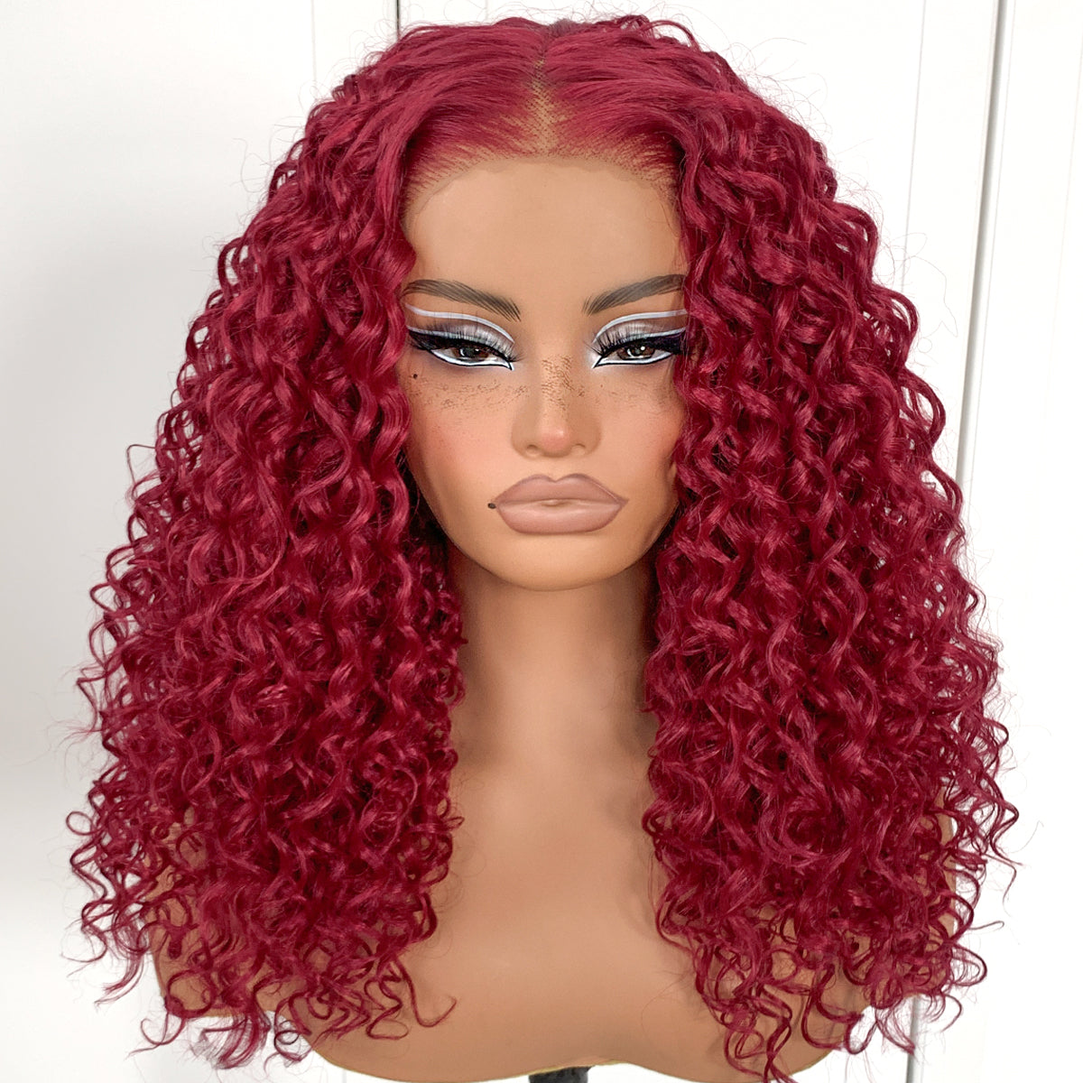 13x6 Red Curly Wig Synthetic Lace Front Wig Pre-Plucked Wear And Go Glueless Afro Wig HD lace frontal wig For Black Women