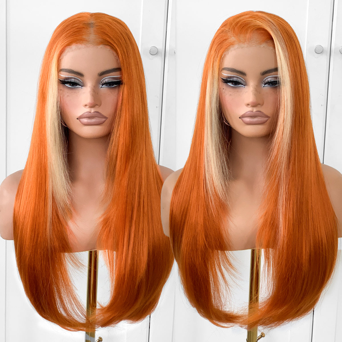 13x6 Lace Front High-Low Layered Wig | Pre-Plucked, Pre-Cut, Ready to Wear Synthetic Wig Sandswept Blonde Wig| Natural Hairline, Breathable Cap,Sandswept Blonde,Ginger Skunk,BUG skunk,BLUE Skunk,Black,Chocolate brown.
